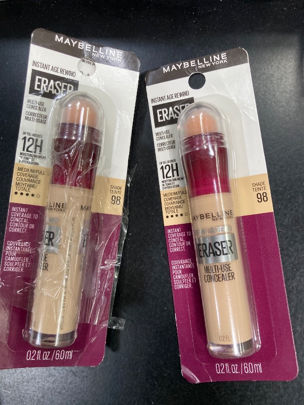 Photo 1 of 2 Pack Maybelline Instant Age Rewind Instant Eraser Multi-Use Concealer, Crease-Resistant Coverage, Up to 12HR Moisturizing Wear, 98 