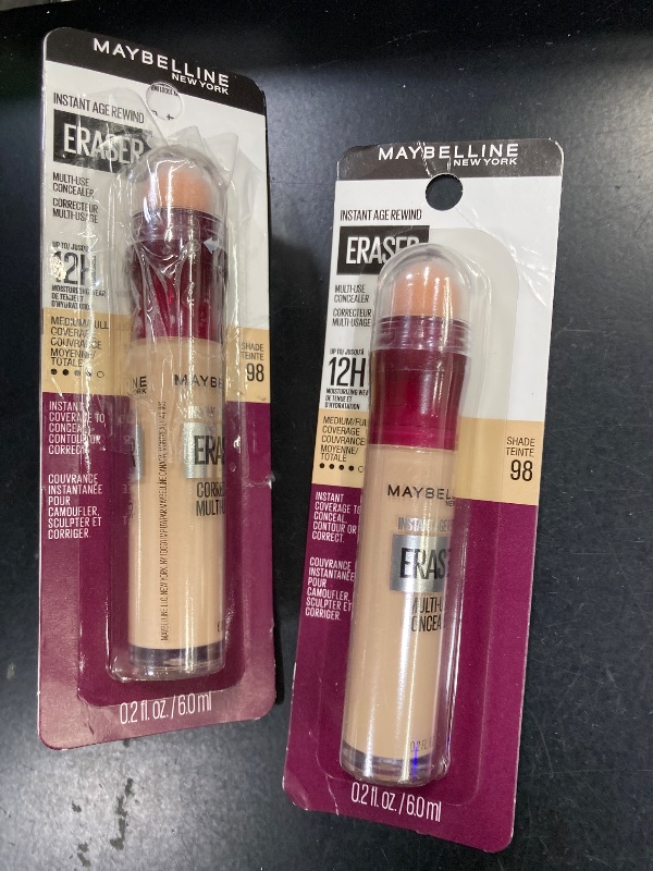Photo 1 of 2 Pack Maybelline Instant Age Rewind Instant Eraser Multi-Use Concealer, Crease-Resistant Coverage, Up to 12HR Moisturizing Wear, 98
