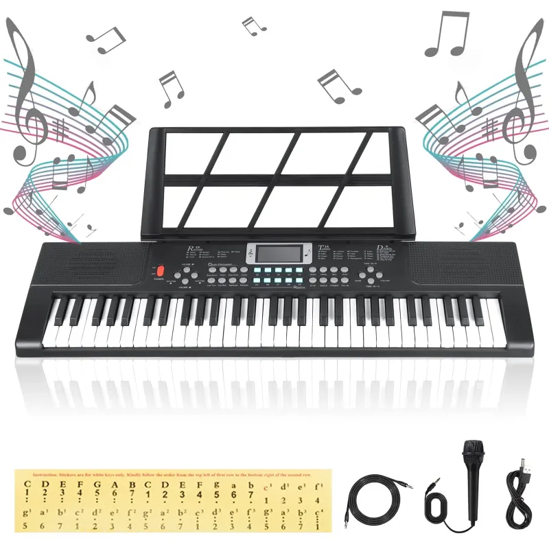 Photo 1 of 61 keys keyboard piano, Electronic Digital Piano Keyboard with Built-In Speaker, Microphone, Music Stand, Portable Keyboard Gift Teaching for Kids Beginners
