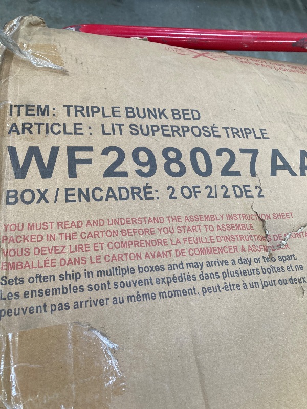Photo 1 of ***PARTS ONLY SELLING AS PARTS ONLY -MISSING BOX 1 OF 2 ***
MERITLINE Twin Over Full Bunk Bed with Stairs and Storage Drawers, Hardwood Stairway Bunk Bed Frame for Kids Teens Adults, Bedroom, Dorm ?Gray ***(BOX RIPPED/TORN)***