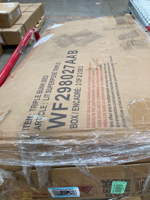 Photo 1 of ***PARTS ONLY SELLING AS PARTS ONLY -MISSING BOX 1 OF 2 ***
MERITLINE Twin Over Full Bunk Bed with Stairs and Storage Drawers, Hardwood Stairway Bunk Bed Frame for Kids Teens Adults, Bedroom, Dorm ?Gray ***(BOX RIPPED/TORN)***