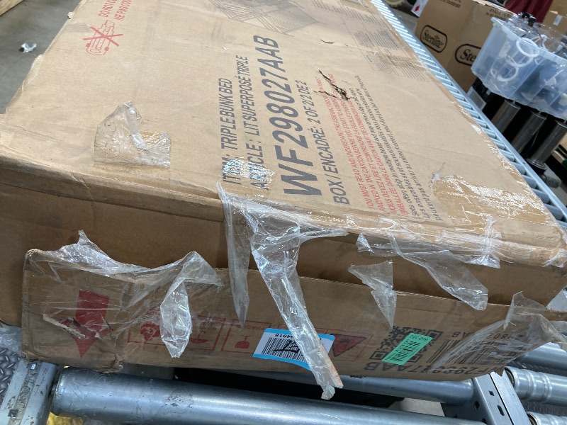 Photo 1 of ***PARTS ONLY SELLING AS PARTS ONLY -MISSING BOX 1 OF 2 ***
MERITLINE Twin Over Full Bunk Bed with Stairs and Storage Drawers, Hardwood Stairway Bunk Bed Frame for Kids Teens Adults, Bedroom, Dorm ?Gray ***(BOX RIPPED/TORN)***