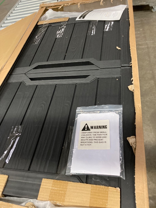Photo 1 of 120 Gallon Waterproof Outdoor Storage Box,Resin Deck Box,Lockable Outside Storage Box Container for Patio Furniure,Garden,Tools (120 Gallon,Black)