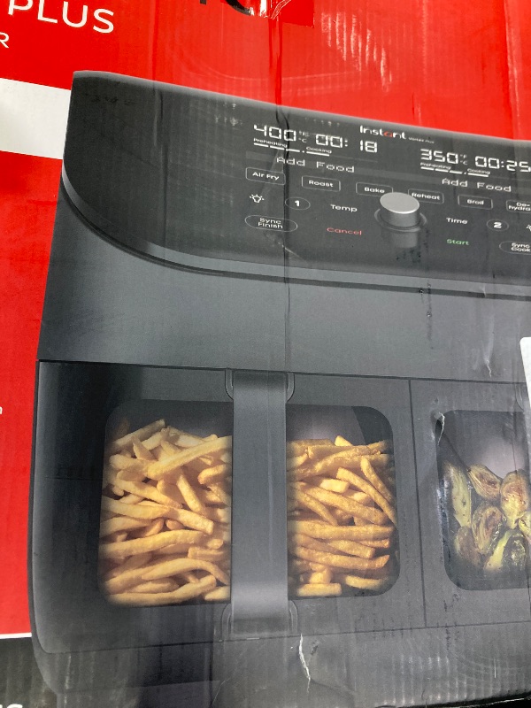 Photo 1 of **NEEDS CLEANING**Instant Pot Vortex Plus XL 8QT ClearCook Air Fryer, Clear Windows, Custom Programming, 8-in-1 Functions that Crisps, Broils, Roasts, Dehydrates, Bakes, Reheats, from the Makers of Instant Pot, Black