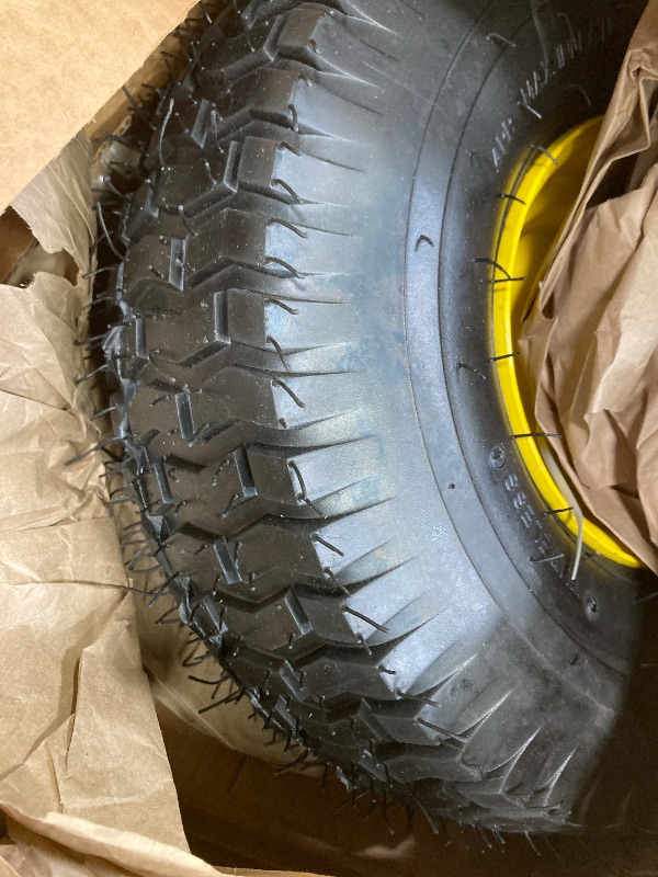 Photo 1 of 1PCS 15x6.00-6 Lawn Mower Tires, 4 Ply Tubeless 15x6-6 Front Tire Assembly Replacement for Craftsman/John Deere/Cub Cadet Riding Mowers,570lbs Capacity,3" Offset Hub,3/4" Bushing