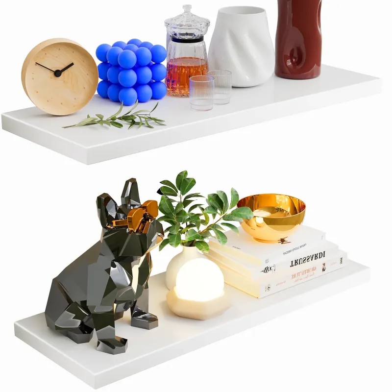 Photo 1 of 2pcs/set 24" Wood Wall Mounted Floating Shelves Storage Shelving For Living Room, Dining 