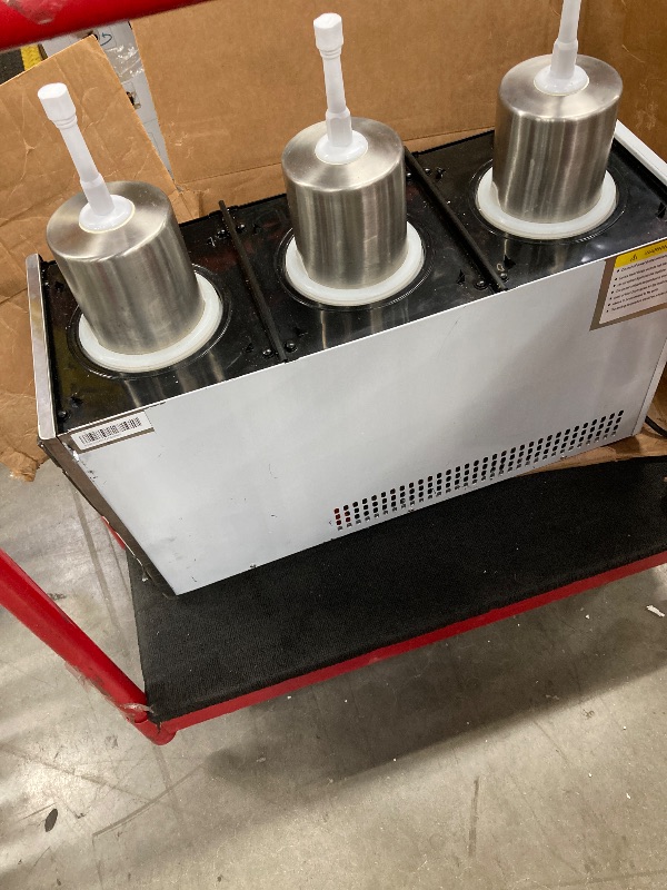 Photo 1 of ***(SELLING AS PARTS ONLY-BROKEN)***SCUFF/SCRATCHES, DIRTY, DENTS, VINYL PEELING, BOX RIPPED/TORN)***  VEVOR Commercial Beverage Dispenser,9.6 Gal,12L 3 Tanks Ice Tea Drink Machine,620W 304 Stainless Steel Juice Dispenser with 41?-53.6? Thermostat Control