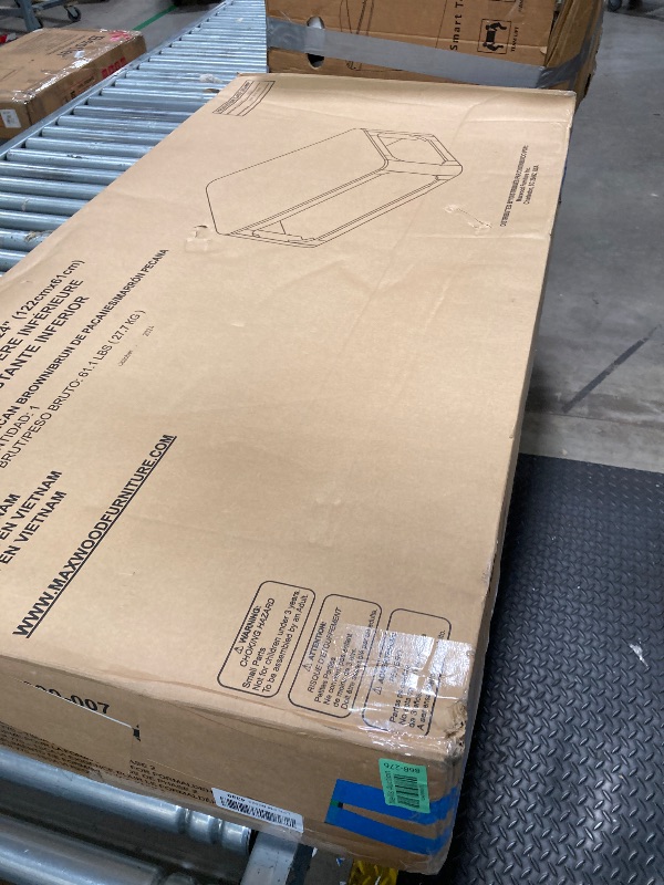 Photo 1 of Plank+Beam Forma Coffee Table, Solid Wood 48 Inch Modern Coffee Table with Shelf, Contemporary Center Table with Storage Space, Rectangle Tea Table with Storage, Pecan