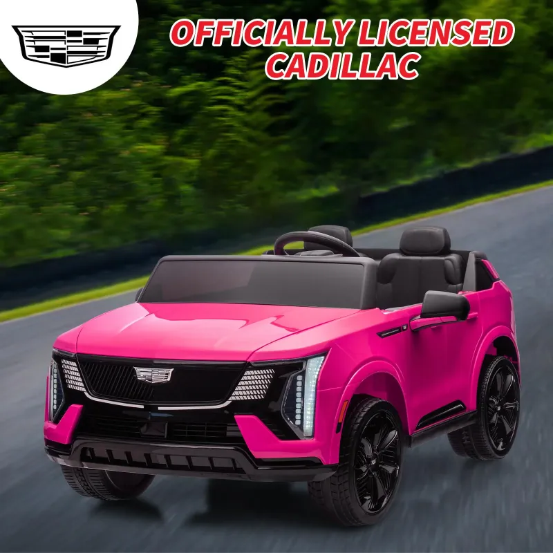 Photo 1 of  Seater Ride on Car for Kids 24V Licensed Cadillac Electric Car Toy Toddlers Battery Powered Ride on Truck with 2.4G Remote Control, Full-Wheel Suspension, Music, LED Lights, Pink