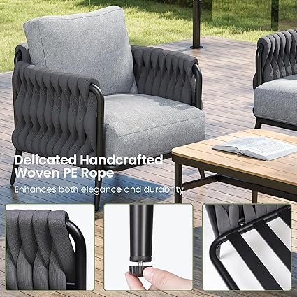 Photo 1 of **BOX 2 OF 2 ONLY/INCOMPLETE SET**JOCOEVOL STORE Outdoor Patio Furniture Set 6-Piece, Outdoor 5-Seat Sofa with Coffee Table, Waterproof Thick Cushion Patio Conversation Set, All Weather Outdoor Couch Set for Deck, Lawn, Balcony, Porch