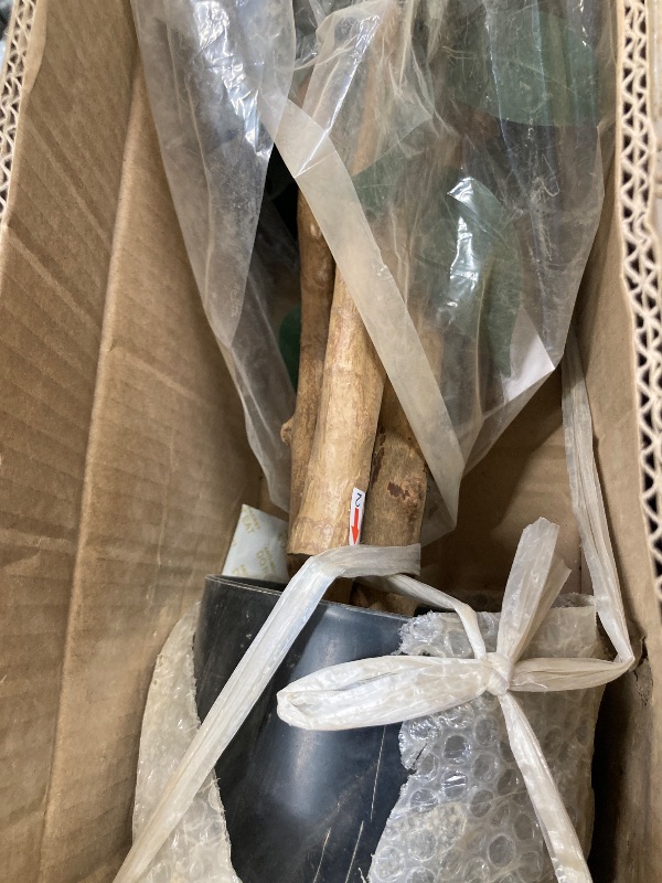 Photo 1 of 6FT Artificial Ficus Tree with Natural Wood Trunk and Lifelike Leaves, Silk Fake Potted Tree with Wood Branches, Faux Tree for Office Home Decor  ***(SOME LOOSE STONES, SOME SCUFF/SCRATCHES ON POT, ORIGINAL STOCK PHOTO NOT AVAILABLE )***