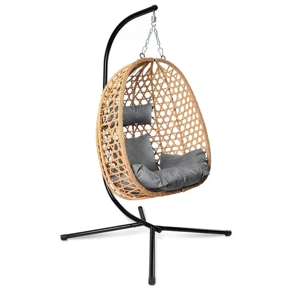 Photo 1 of Egg Chair with Stand, Patio Wicker Bifanuo Hanging Chair, Hammock Swing Chair, 350LBS Capacity for Bedroom, Balcony, Garden
