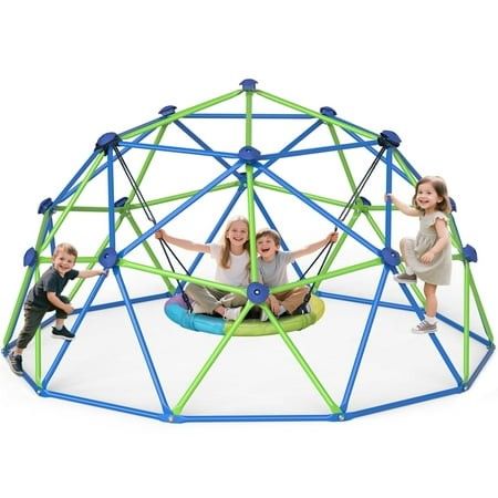 Photo 1 of 10FT Climbing Dome with Swing Set Kids Dome Climber Jungle Gym Outdoor Play Toddler Play Set for Ages 3-10 Supports up to 880lbs

