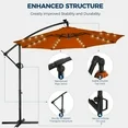 Photo 1 of 10ft Patio Umbrellas Offset?Outdoor Umbrella Cantilever Hanging Umbrellas with Infinite Tilt,Fade Resistant Waterproof Fabric & Base,for Yard,Garden,Home,Pool & Deck,Orange
