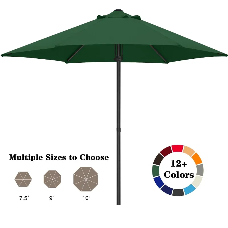 Photo 1 of ABCCANOPY 7.5ft Outdoor Market Hand Push Patio Umbrella,12+Colors, Green
