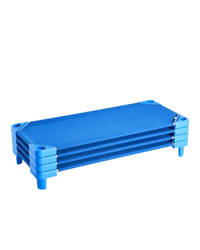Photo 1 of **ONLY FRAME PARTS/MISSING COTS**VEVOR Stackable Kiddie Cot, Pack of 4, Portable Toddler Nap Cots, Standard Size 52" L x 23" W Daycare Cots for Kids, Preschool Classroom Daycare Beds for Sleeping, Resting, Naptime, Blue