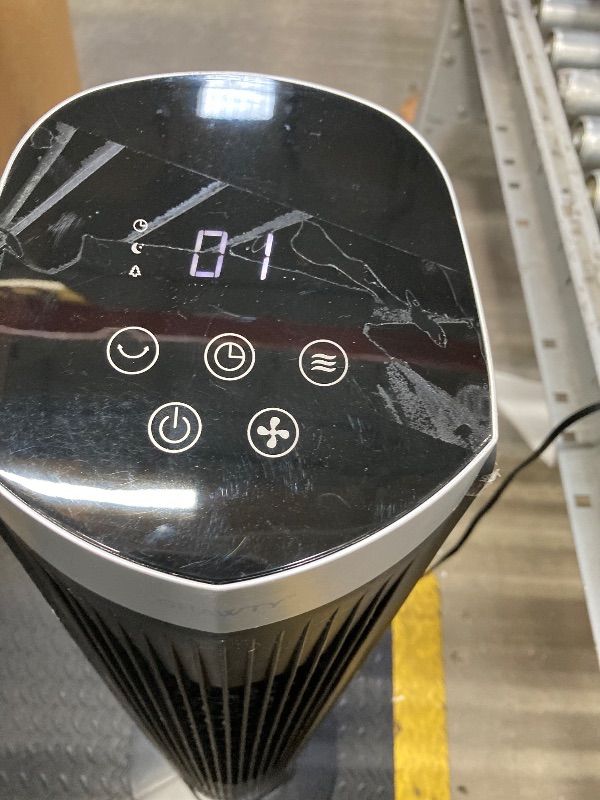 Photo 1 of  40 inch Bladeless Tower Fan for Bedroom, Standing Fan with Remote Control, 26ft/s, 90° Oscillation, 3 Speed Settings, 27 Db, 3 Modes, 15-Hour Timer, LED Display, Fan that Blows Cold Air, Grey