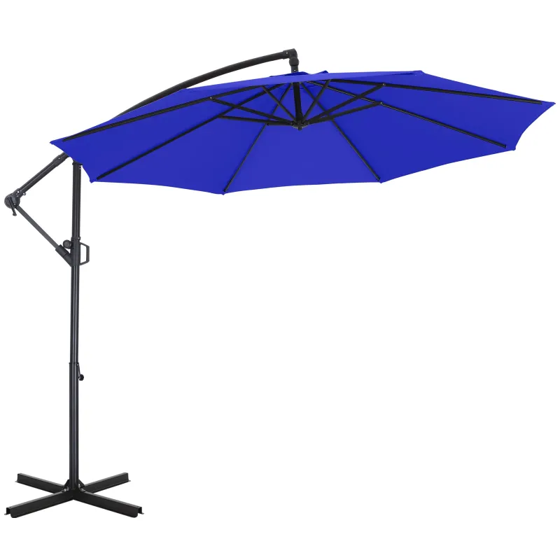 Photo 1 of ABCCANOPY 10 FT 360°Rotation Cantilever Patio Umbrella with Crank & Cross Base for Garden, Backyard, Pool and Beach, 12+ Colors(blue)