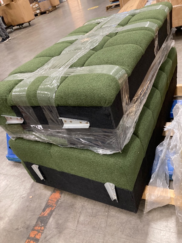 Photo 1 of ***MISSING ONE PART- SELLING AS IS)*** 
JASIWAY Convertible Chair Bed Sleeper for Adults, 3-in-1 Convertable Single Sofa Futon Chair for Small Spaces, Foldable Sleeping Chaise Lounge, Trifold, Armless, Corduroy (Green, 31.5" W x 77.6" D)