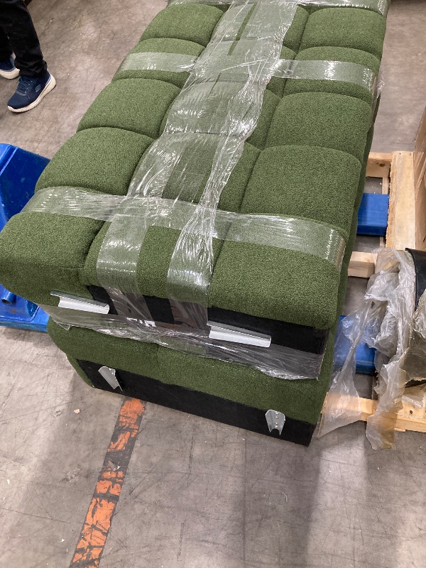 Photo 1 of ***MISSING ONE PART- SELLING AS IS)*** 
JASIWAY Convertible Chair Bed Sleeper for Adults, 3-in-1 Convertable Single Sofa Futon Chair for Small Spaces, Foldable Sleeping Chaise Lounge, Trifold, Armless, Corduroy (Green, 31.5" W x 77.6" D)