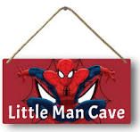 Photo 1 of "Little Man Cave" with Red and Blue Spiders Wooden Sign **Please Read Description!!**