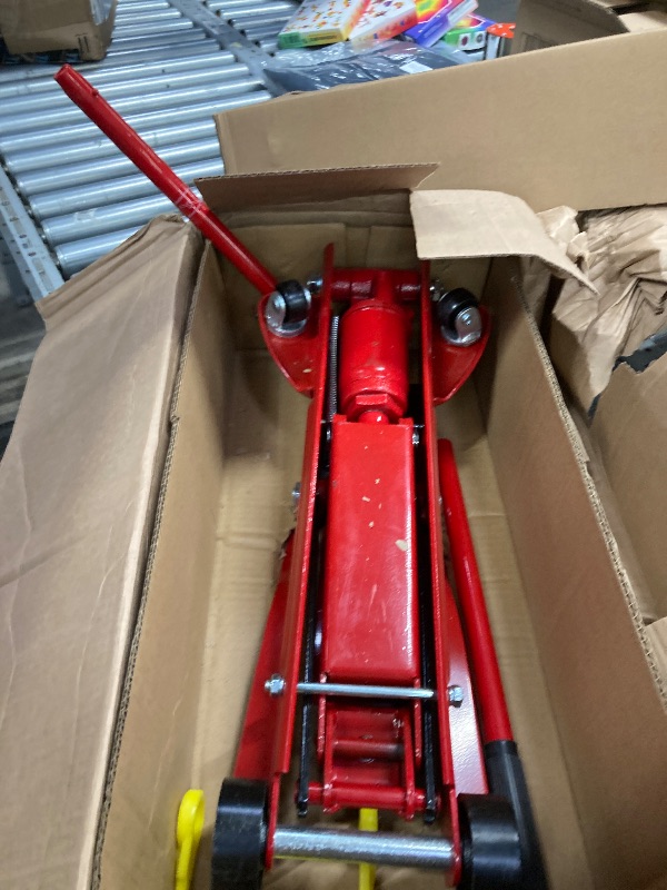 Photo 1 of 3 Ton Low Profile, Aluminum and Steel Racing Floor Jack with Dual Pistons Quick Lift Pump for Sport Utility Vehicle, Lifting Range 3-15/16" min to 18-5/16" max, Net Weight 58.5 lb, Red