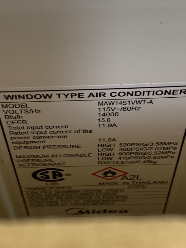 Photo 1 of ***PARTS ONLY***
Midea 14,000 BTU Smart Inverter Window Air Conditioner with APP, Alexa Control, 115V AC Unit Cools up to 700 Sq. Ft, Quiet Operation, Energy Saving, Remote & Easy Installation Kit, White
