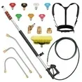 Photo 1 of 24 FT Gutter Cleaning Tools from The Ground - Telescoping Pressure Washer Wand - Gutter Cleaner Attachment with Power Washer Extension Wands, Brush, 7 Spray Nozzle Tips, 2 Hose Adapters, Support Belt