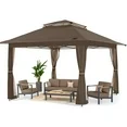 Photo 1 of ***ONLY THE CANOPY PARTS/NO FRAME***ABCCANOPY 13'x13' Gazebo Tent Outdoor Pop up Gazebo Canopy Shelter with Mosquito Netting, Brown
