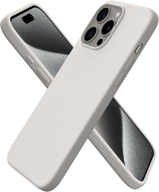 Photo 1 of AGVEE Liquid Silicone Case for iPhone 15 Pro Max 6.7" with Dust-Free Box Full Coverage Screen Protector Easy Installation Version, Full Body Shockproof Slim Rubber Cover for 15 ProMax, Gray