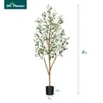 Photo 1 of 4 ft Artificial Olive Plants with Realistic Leaves and Natural Trunk, Silk Fake Olive Tree in Black Plastic Pot, Faux Olive Tree for Office Home
