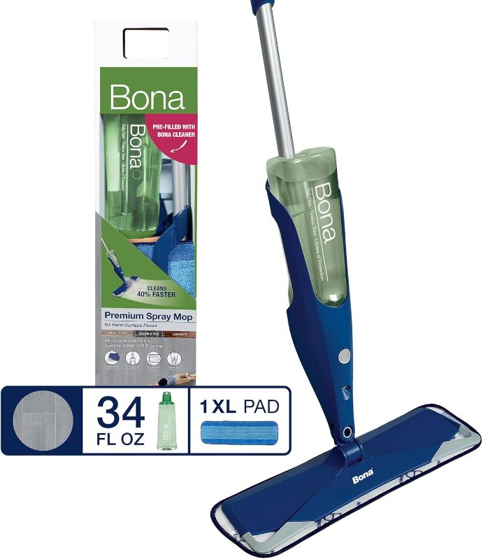 Photo 1 of ***MISSING SOLUTION**Bona Premium Multi-Surface Floor Spray Mop - Includes Multi-Surface Floor Cleaning Solution 34 fl oz and Machine Washable Microfiber Cleaning Pad - for Stone, Tile, Laminate, and Vinyl Floors