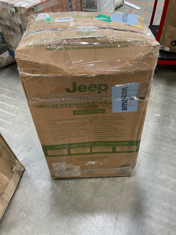 Photo 1 of ***MISSING CANOPY AND COOLER***Jeep Deluxe Wrangler Stroller Wagon with Cooler Bag and Parent Organizer by Delta Children, Black/Green