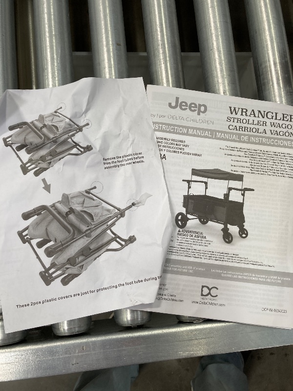 Photo 1 of ***MISSING CANOPY AND COOLER***Jeep Deluxe Wrangler Stroller Wagon with Cooler Bag and Parent Organizer by Delta Children, Black/Green