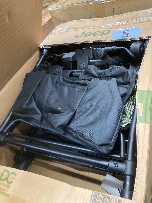 Photo 1 of ***MISSING CANOPY AND COOLER***Jeep Deluxe Wrangler Stroller Wagon with Cooler Bag and Parent Organizer by Delta Children, Black/Green