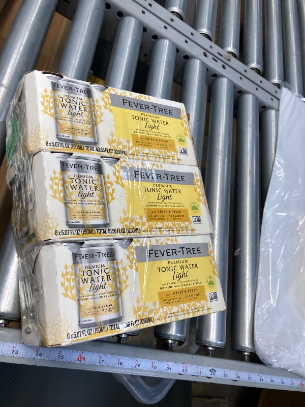 Photo 1 of 3 pack Fever-Tree Refreshingly Light Tonic Water - Premium Quality Mixer - Refreshing Beverage for Cocktails & Mocktails. Naturally Sourced Ingredients, No Artificial Sweeteners or Colors - 5.1 Fl Oz Cans -Pack of 8    exp 05/2025