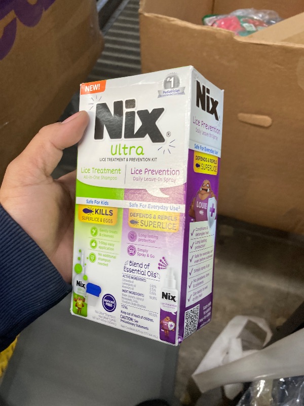 Photo 1 of **BB 8/25**Nix Lice Treatment & Prevention Kit, All-in-One Shampoo, 4 fl oz, with Lice Removal Comb and Lice Prevention Daily Leave-in Spray, 6 fl oz