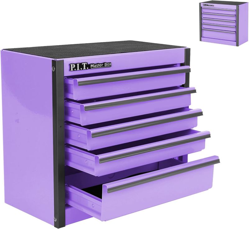 Photo 1 of 14 Inch Steel Portable Tool Box with drawers - Tool Storage Box Organizer with Metal Latch Closur - Powder Coated Toolbox Chest for Tools Storage Cabinet (PURPLE)