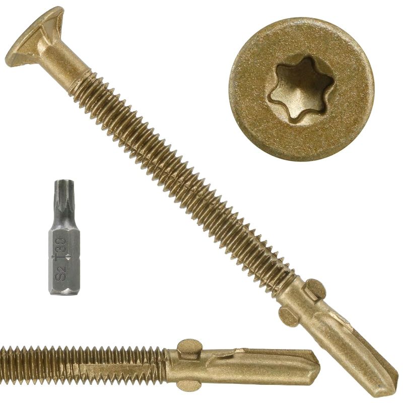Photo 1 of #14 x 3-1/4" Trailer Deck Screws, Self-Tapping Sheet Wood Metal Screw, 161Pcs T25 Star Bits Reamer Tek Screws for Trailers, for Attaching Wood to Steel