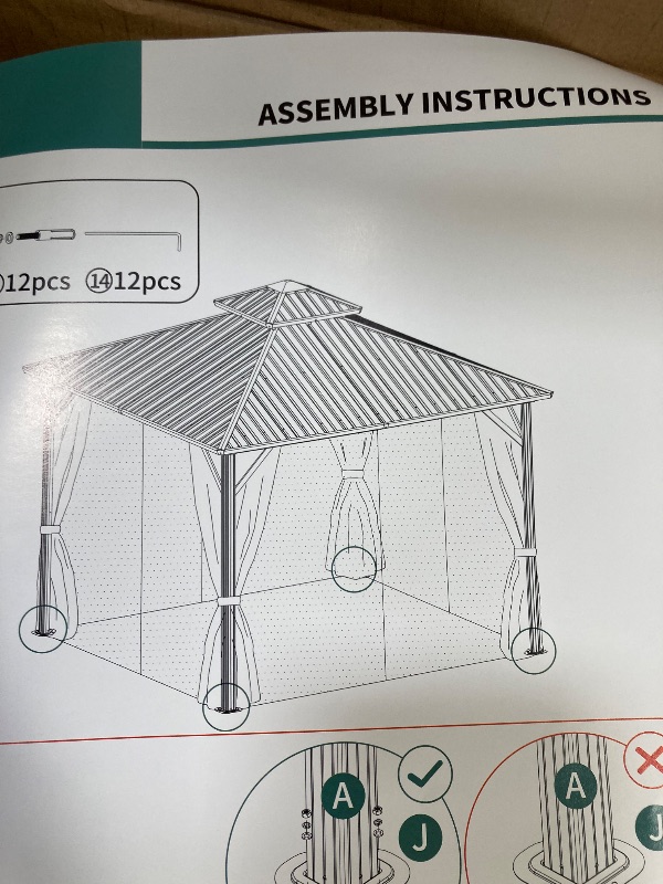 Photo 1 of ***THREE BOXES, THE PHOTO AND DESCRIPTION IS ONLY TO THE REFERENCE, PLEASE SEE THE PHOTO**YITAHOME 12x18ft Gazebo Double Roof Hardtop Canopy Outdoor Heavy Duty w/Nettings and Curtains, Upgraded Aluminum Column Galvanized Steel Vertical Stripes Roof for Pa
