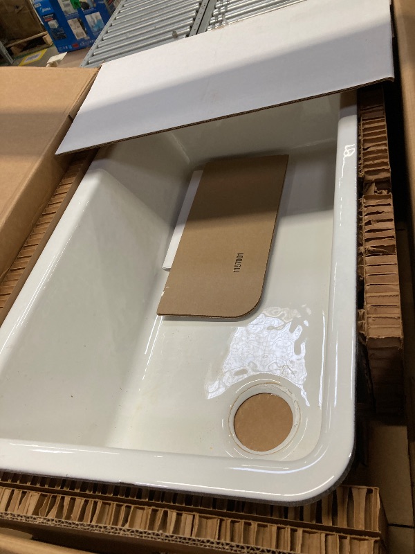 Photo 1 of ***CRACKS AND CHIP ALONG THE TOP CORNERS***KOHLER 6489-0 Whitehaven 35 3/4" Undermount Single-Bowl Farmhouse Sink, Self-Trimming Tall Apron Front, White, 36 Inch