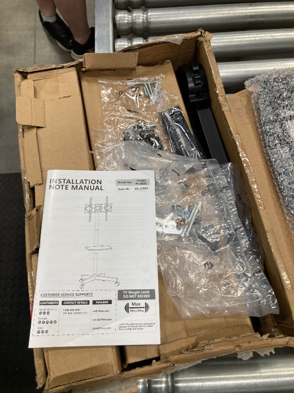 Photo 1 of **missing parts** Rfiver Mobile TV Cart for 23-60 Inch LCD LED Flat Panel Curved Screen TVs up to 88 lbs, Height Adjustable Shelf Rolling Floor Stand with Wheels as a Movable Portable Stand, Max VESA 400x400mm