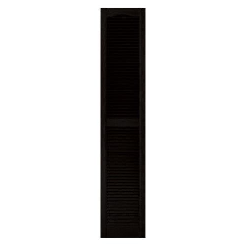 Photo 1 of 12 in. X 72 in. Louvered Vinyl Exterior Shutters Pair in Black
