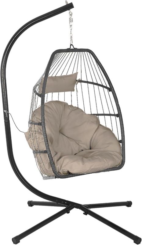 Photo 1 of **MISSING SOME FRAME PARTS**Egg Chair Outdoor Chair Hammock Chair Swing Patio Swing Chair Hammock with Stand Hanging Chair with Cushion for Backyard, Poolside, Lawn and Garden