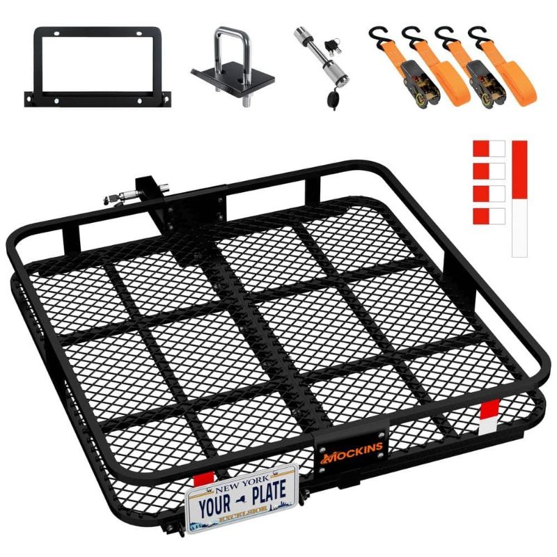 Photo 1 of 40-in. X 40 in X 6 in. Square Cargo Carrier Hitch Rack with License Plate Holder and Car Cargo Carrier Accessories