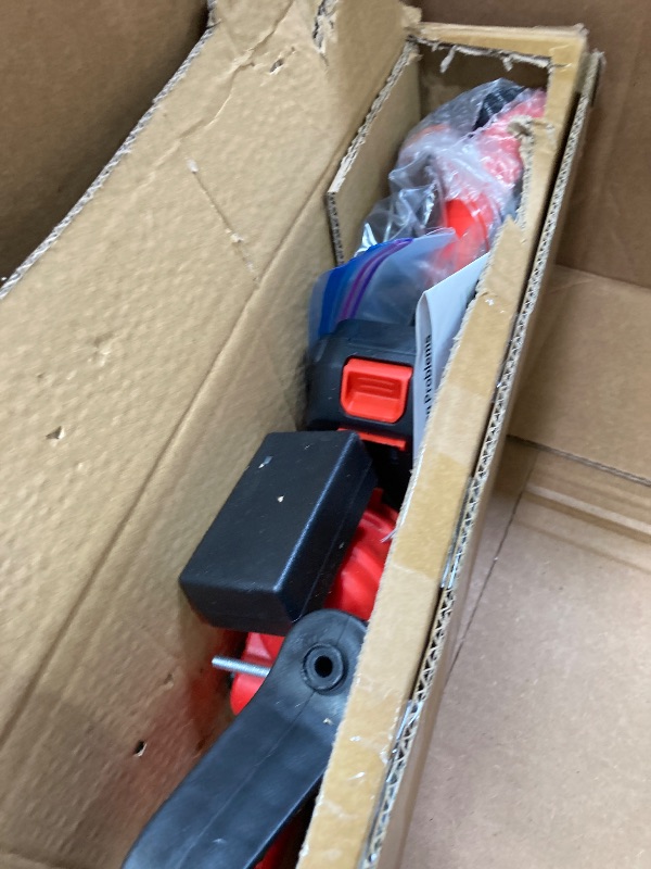 Photo 1 of **missing wheels** TNTANTS Electric Weed Wacker, Cordless String Trimmer with Wheels, 2Pcs 24V Batteries, 3 Types of Blades, Adjustable Length, Weed Eater Grass Trimmer/Edger/Brush Cutter for Lawn Yard Garden (Red)

