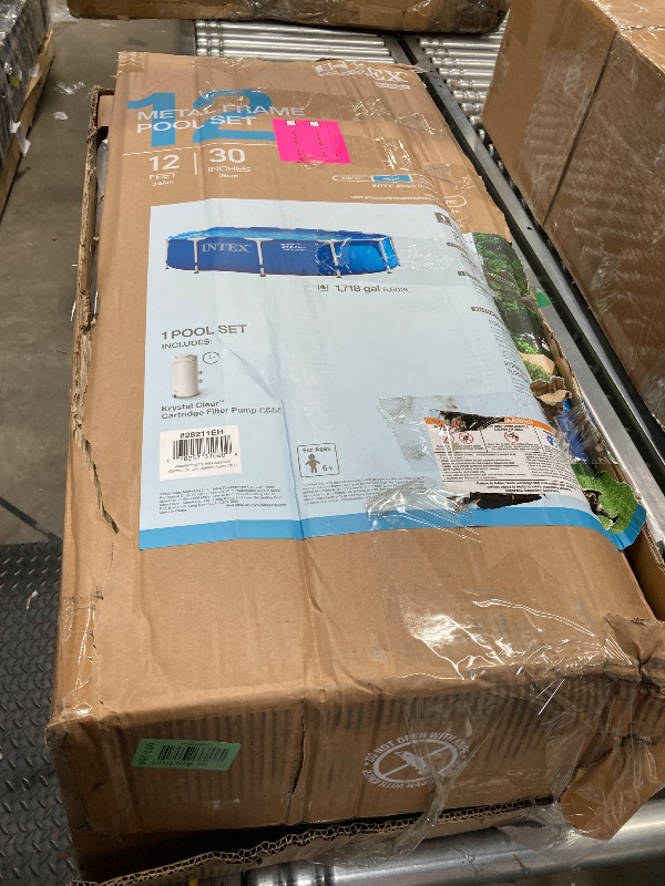 Photo 1 of INTEX 28211EH Metal Frame Above Ground Swimming Pool Set: 12ft x 30in – Includes 530 GPH Cartridge Filter Pump – Puncture-Resistant Material – Rust Resistant – 1718 Gallon Capacity