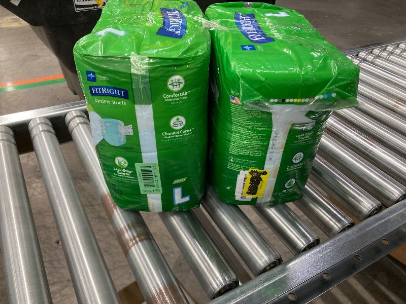 Photo 1 of ***2 PACKS INCLUDED***FitRight Adult Diapers, Ultra Heavy Absorbency, L (Waist Size 44in-56in), 20 Count, OptiFit Incontinence Briefs for Men and Women, Disposable, Moisture-Wicking, Leak Protection,***2 PACKS INCLUDED***