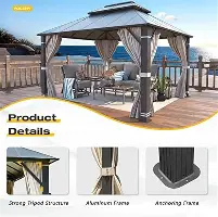 Photo 1 of **missing box**GarveeLife Hardtop Gazebo 12 ft x20 ft for All Weather, with Double Metal Roof, Aluminum Alloy Frame, Net, and Curtain, Permanent Building for Patio, Deck, Backyard, Lawn, and Garden