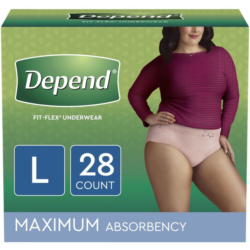 Photo 1 of **DAMAGED PACKAGE***Depend FIT-FLEX Incontinence Underwear for Women, Maximum Absorbency, L, Blush, 28 Ct | CVS
